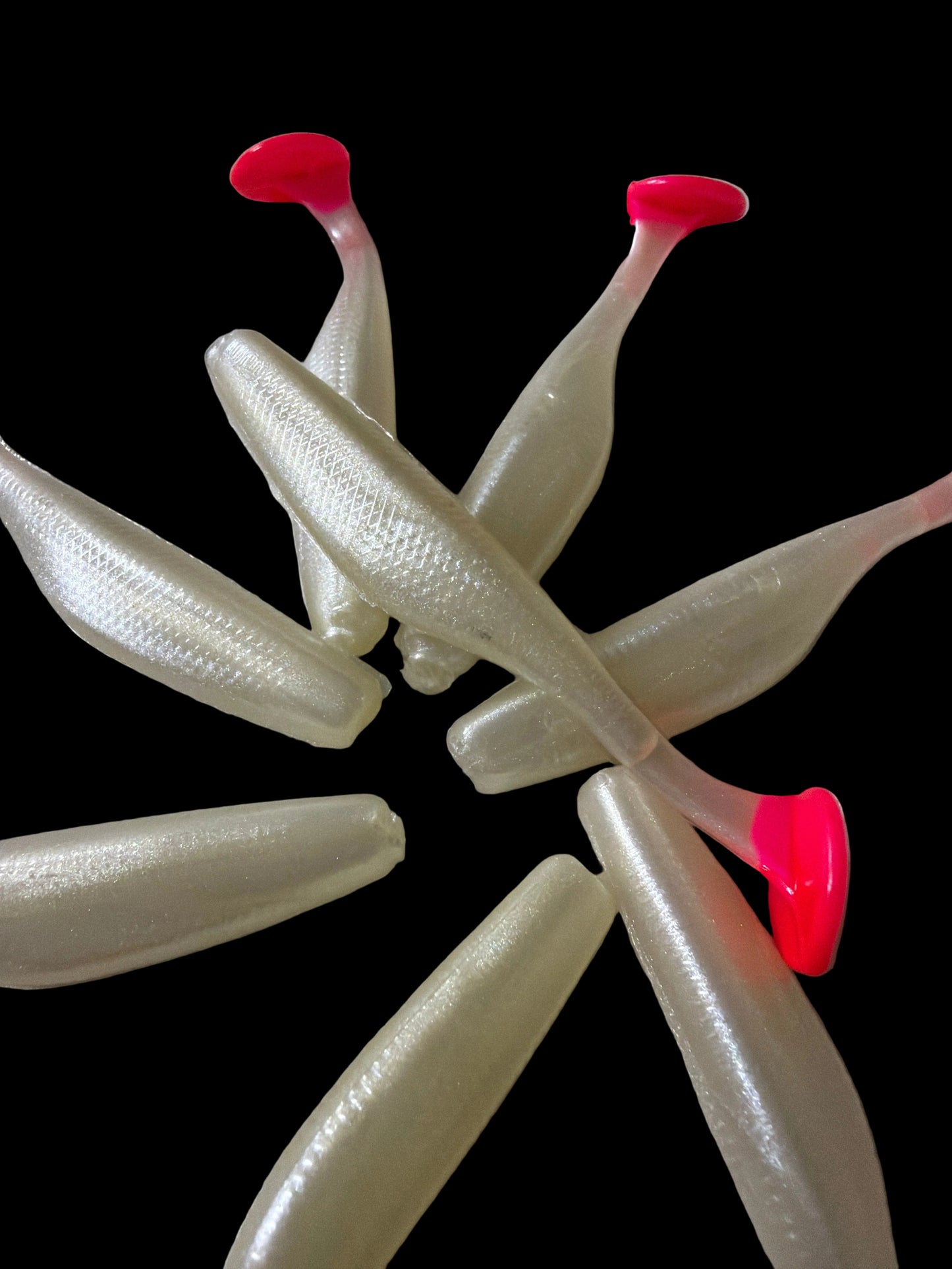 Dirty Bay Lures Pearl N Pink|– 3.8” Paddle Tail| 8 Pack