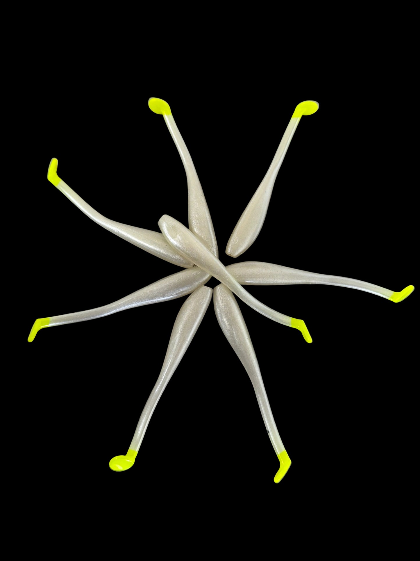 Dirty Bay Lures|Pearl N Chartreuse |– 4.5” Dirty Shad | 8 Pack