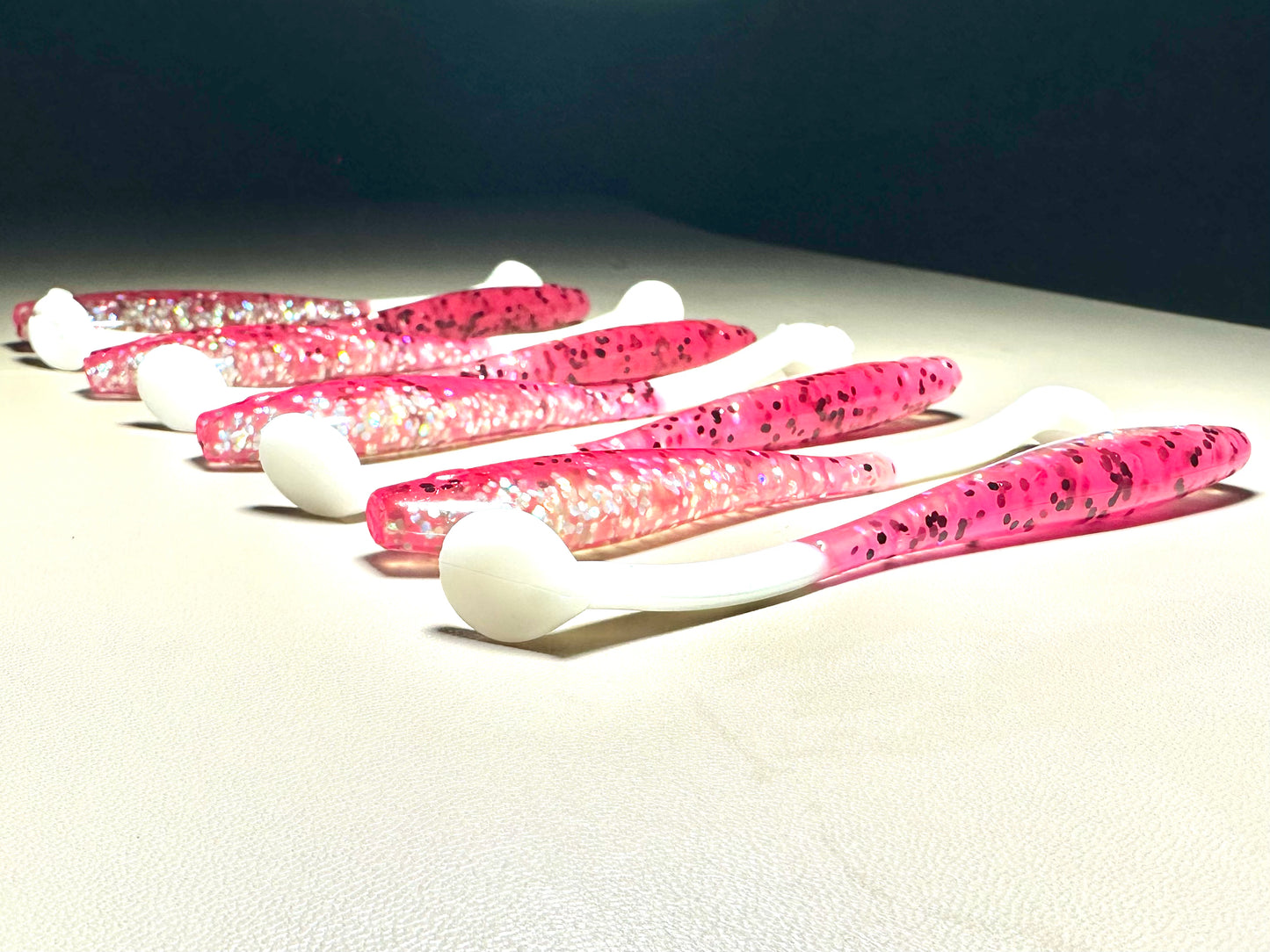Bubble Gum Thump + White Tail - 4.5” Dirty Shad Soft Plastic Swimbait (8-Pack)
